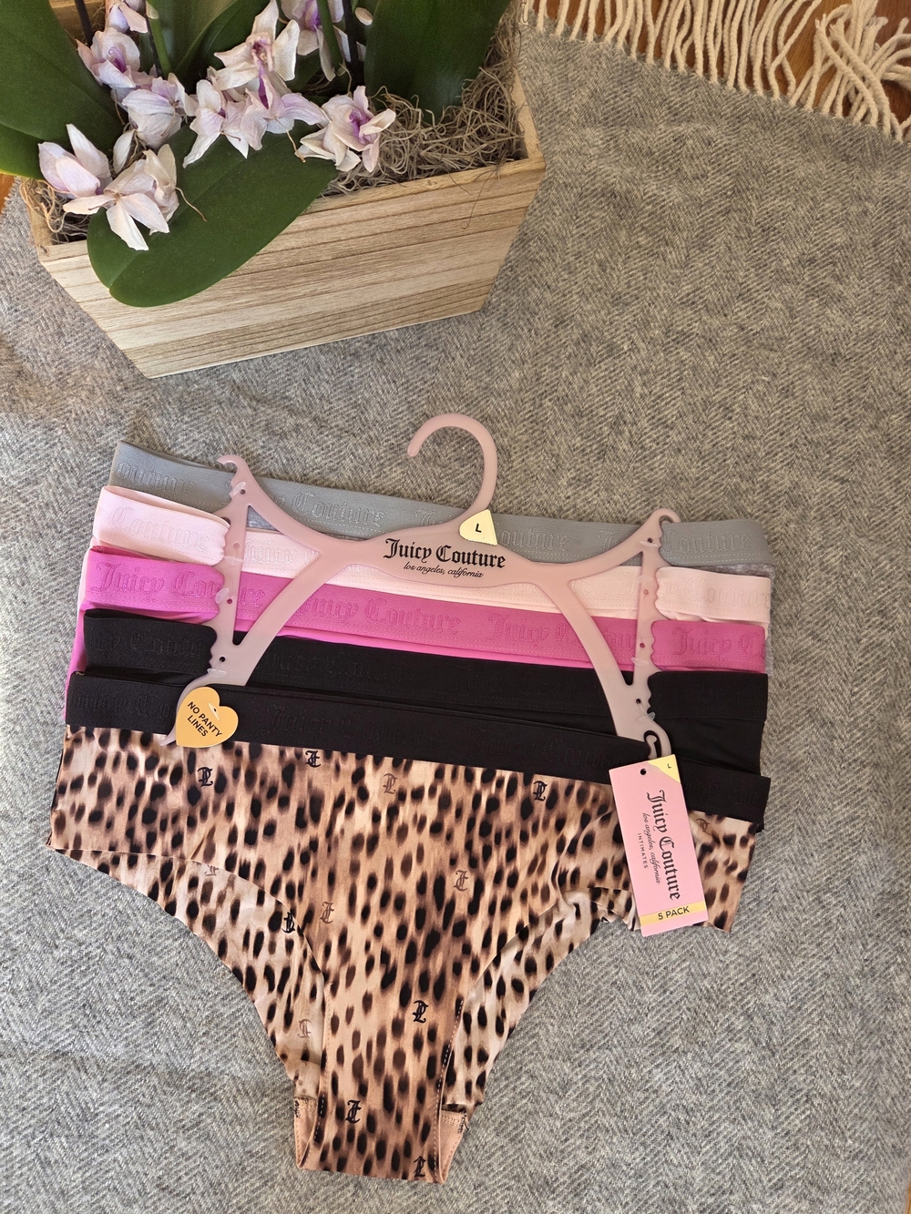 Juicy Couture Girls' 5-Pack Hipster Underwear - Leopard & Mixed Colors